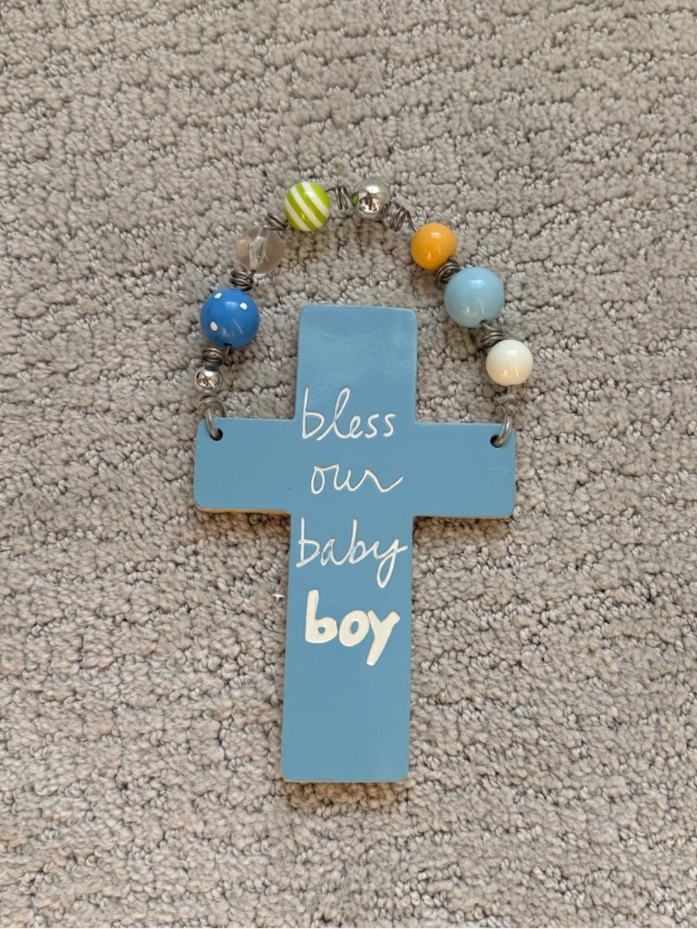 Nursery Decor Baby Boy Hanging Wall Cross